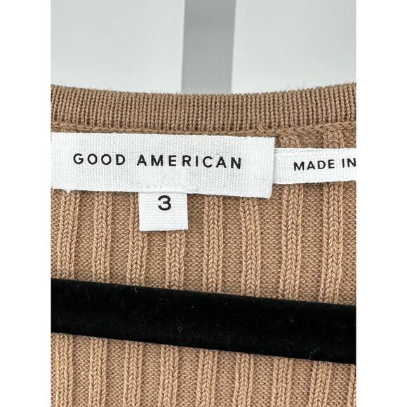 Good American Rib Knit Tie Waist Midi Dress in Taupe Large - Picture 8 of 11